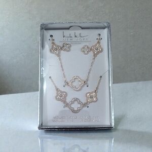 Nicole Miller 3 Piece Clover Gold Tone Set NWT